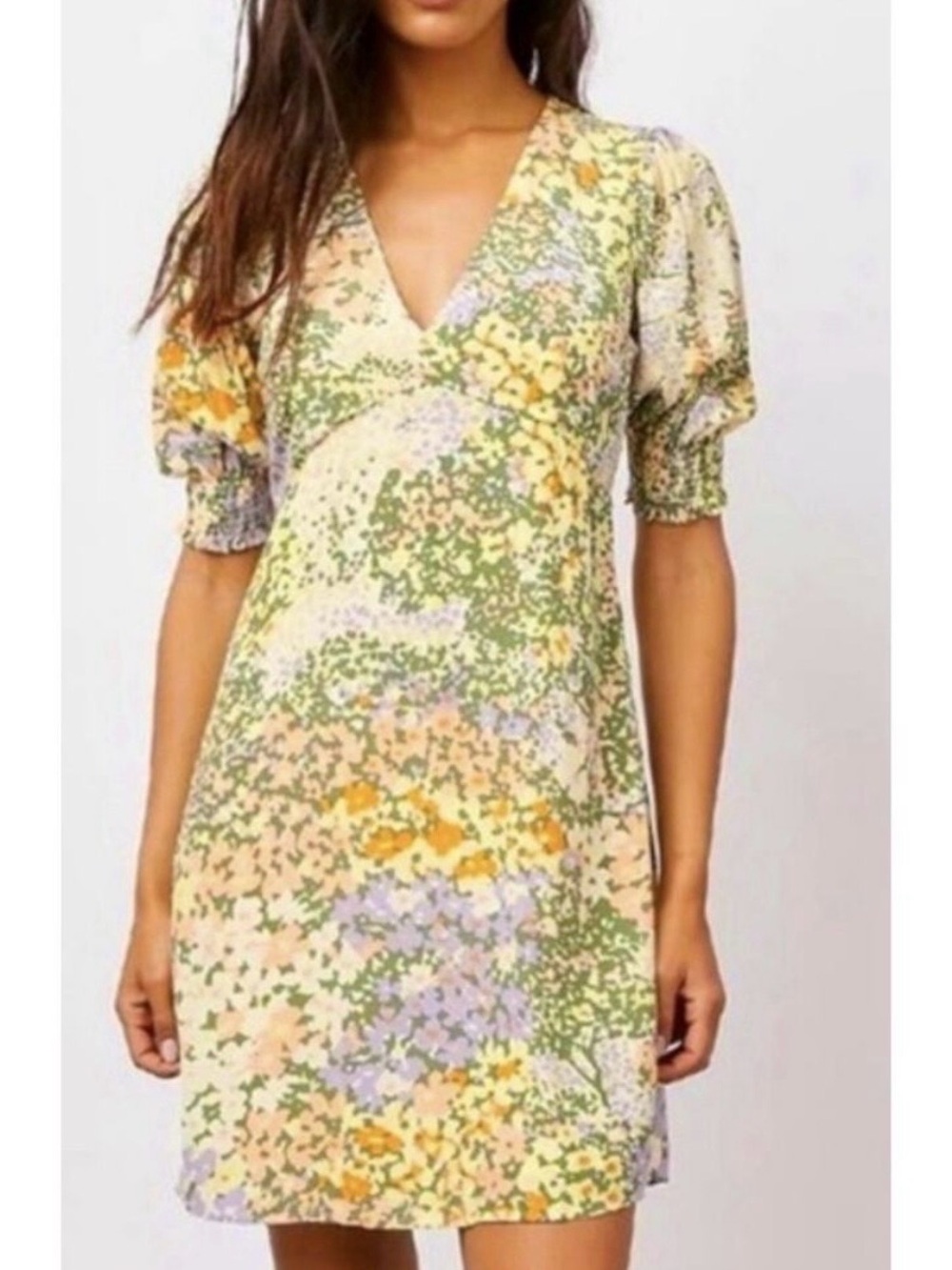 🌻Rails Floral Midi Dress in Yellow, Green & Lavender, Sz S. Great Condition!